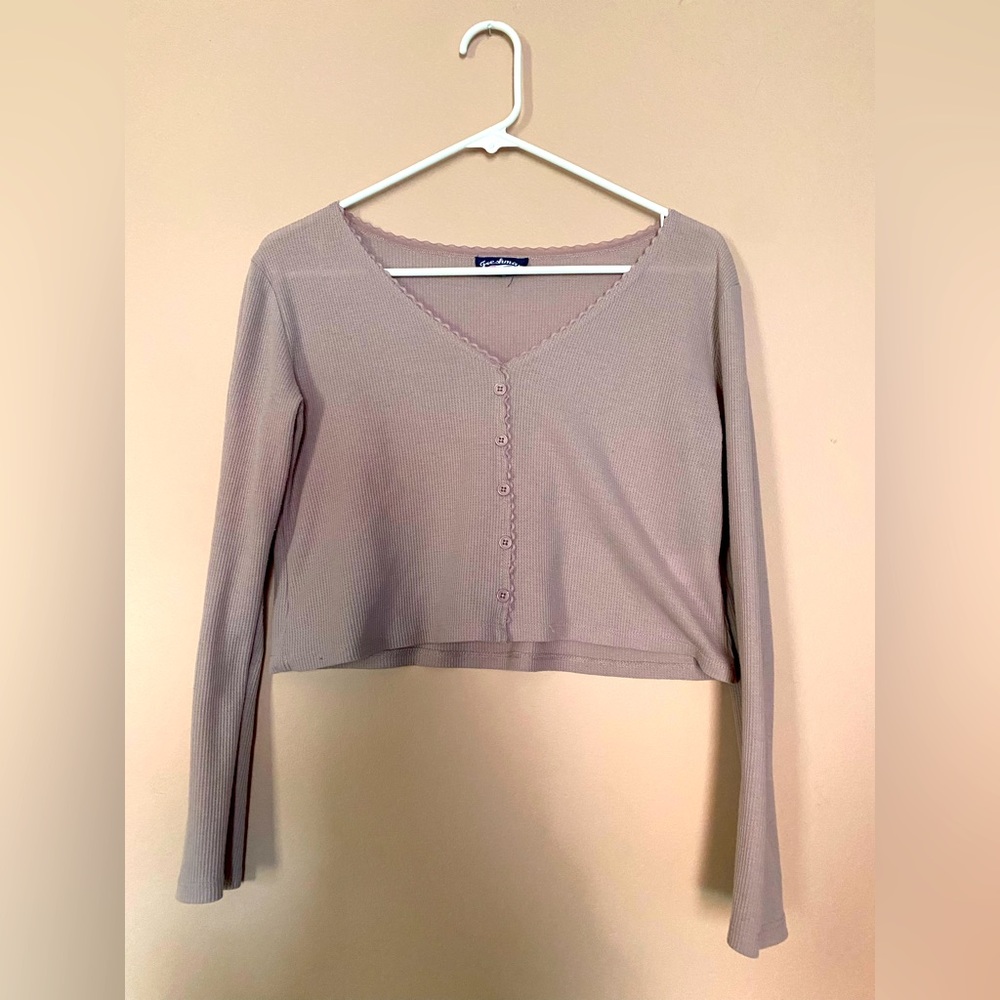 Cropped Purple Long Sleeved Shirt